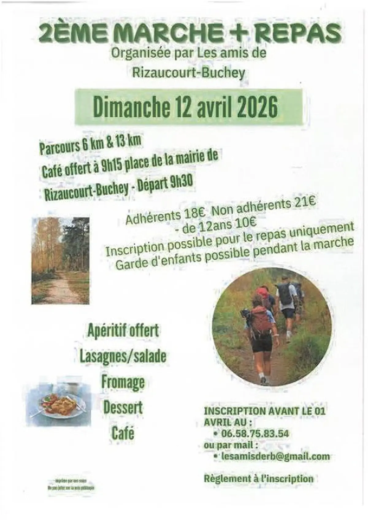 Marche et repas avec l'association Les amis de Rizaucourt-Buchey