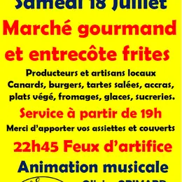 Marché gourmand et entrecôte frites
