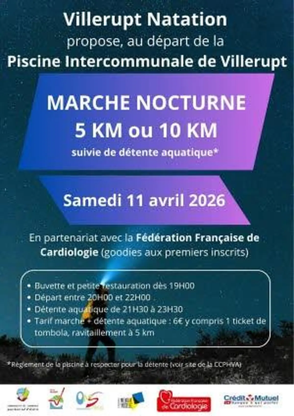 Marche nocturne et détente aquatique