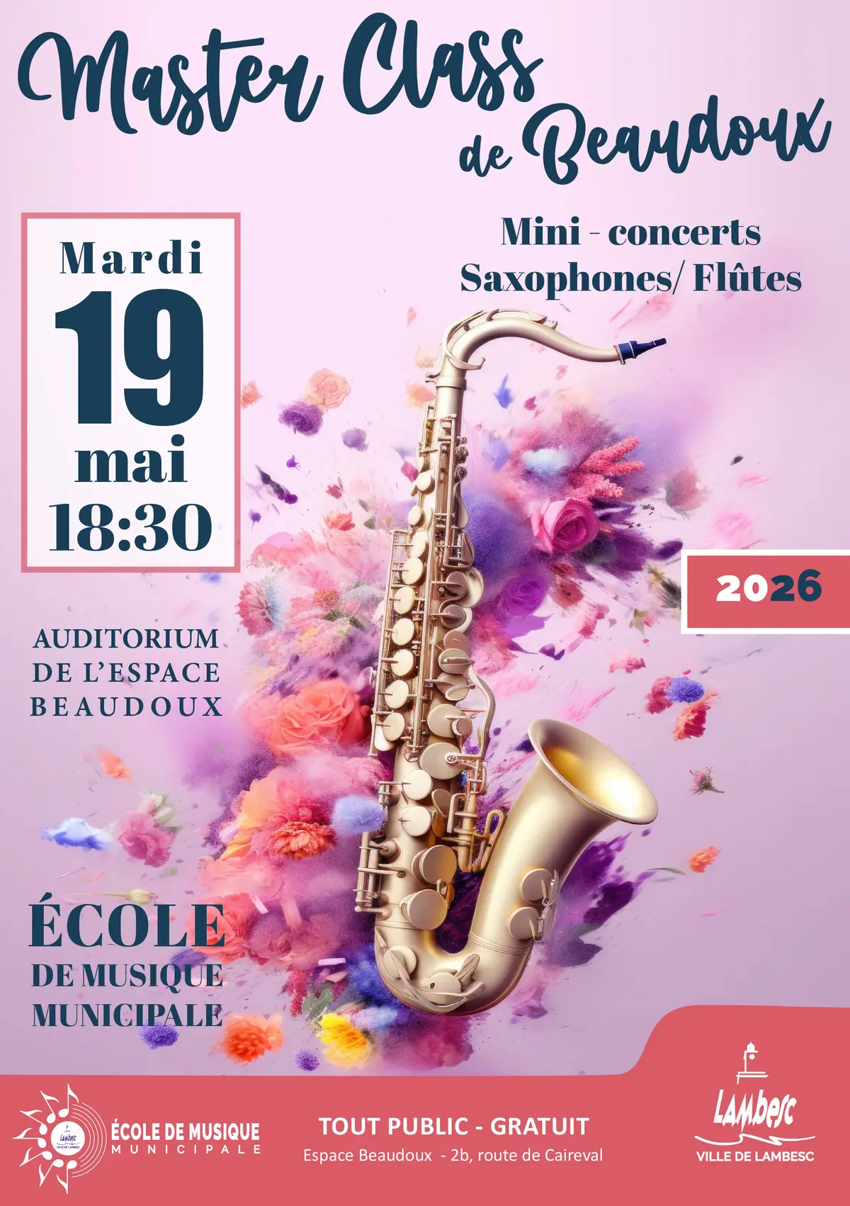 Master Class de Beaudoux et mini-concerts - Formation musicale, saxophone et flûte