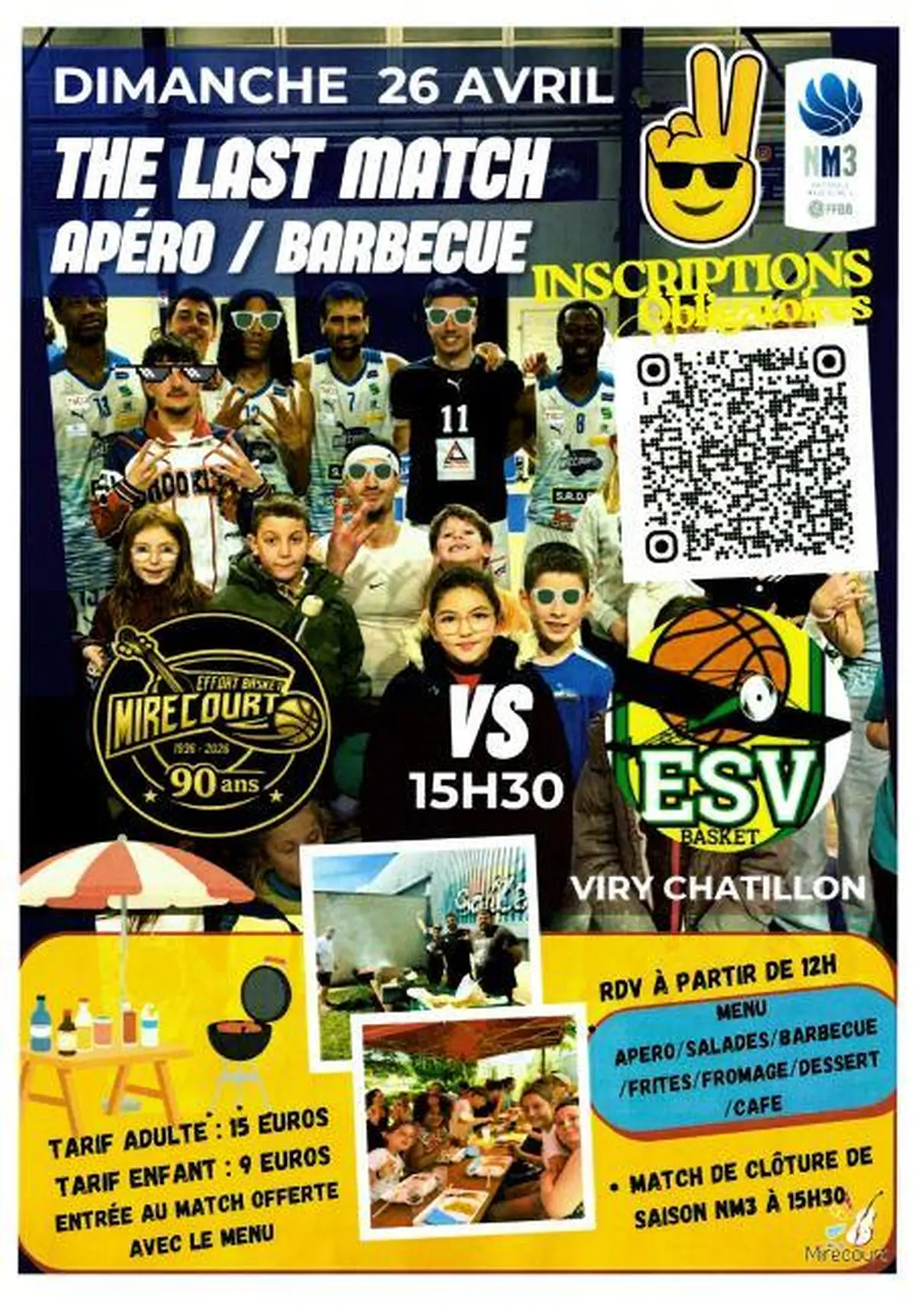 Match de Basket NM3 de fin de saison (barbecue) - Effort Basket Mirecourt contre Viry Chatillon