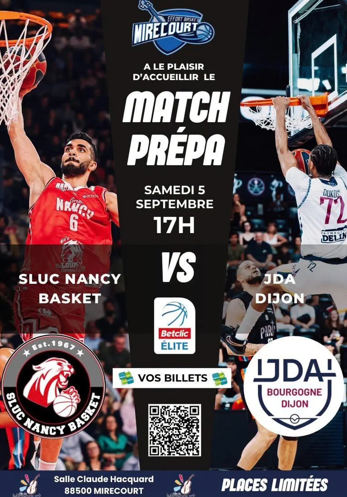 Match de gala à Mirecourt - Match prépa SLUC Nancy Basket contre JDA Dijon