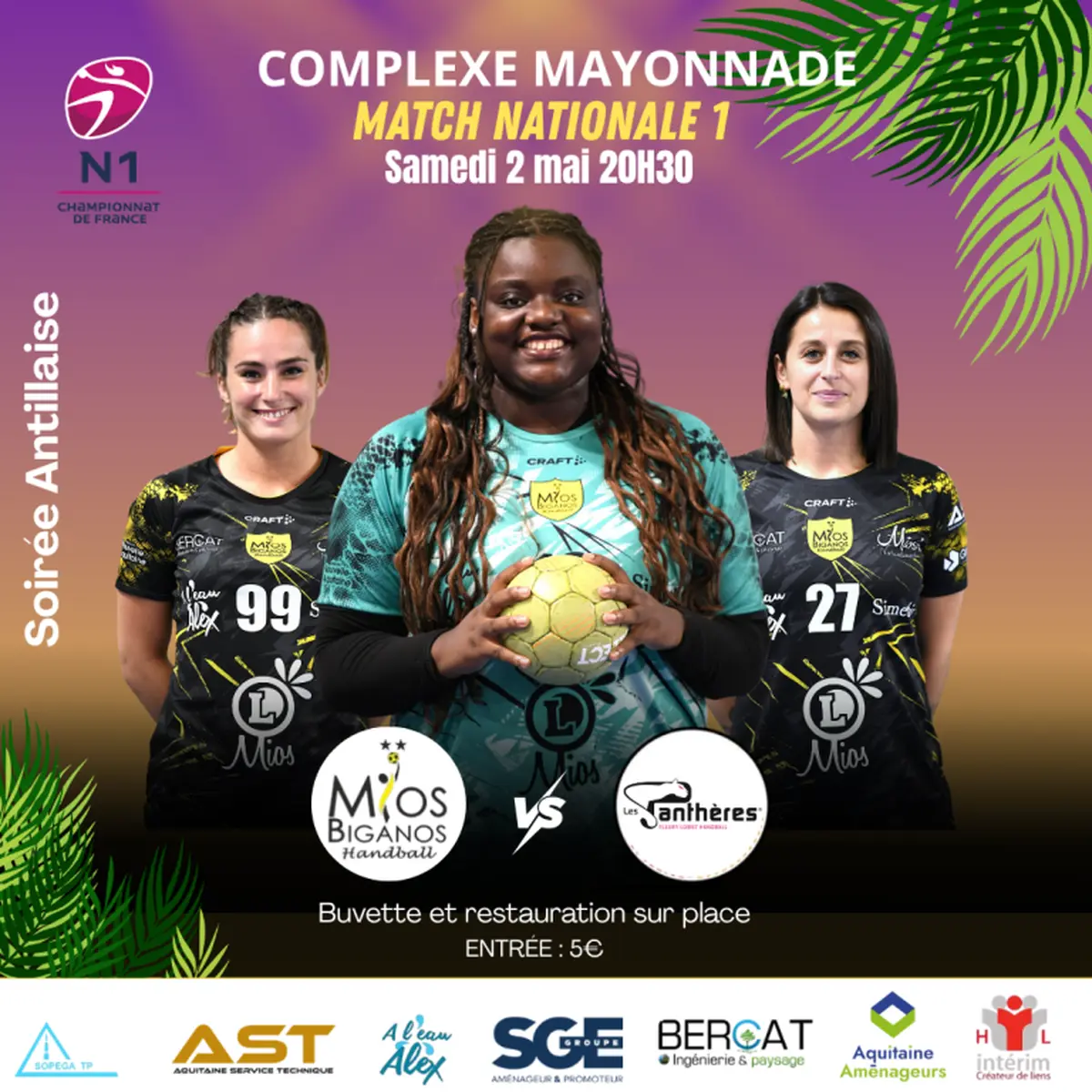 Match de la N1 de handball et soirée antillaise