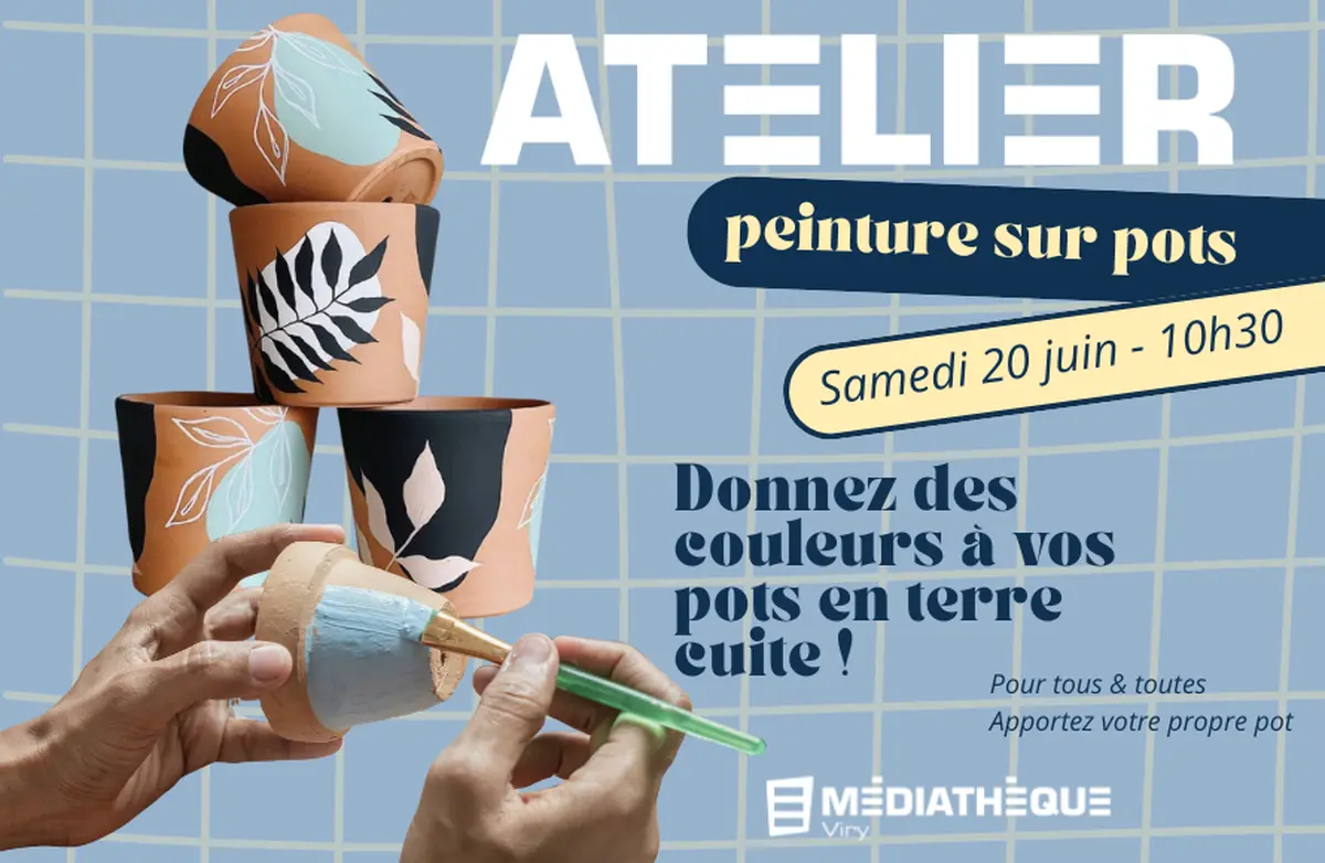 Médiathèque de Viry : Atelier peinture sur pot