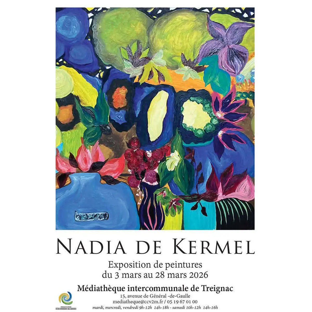 Médiathèque : Exposition de peintures de Nadia De Kermel