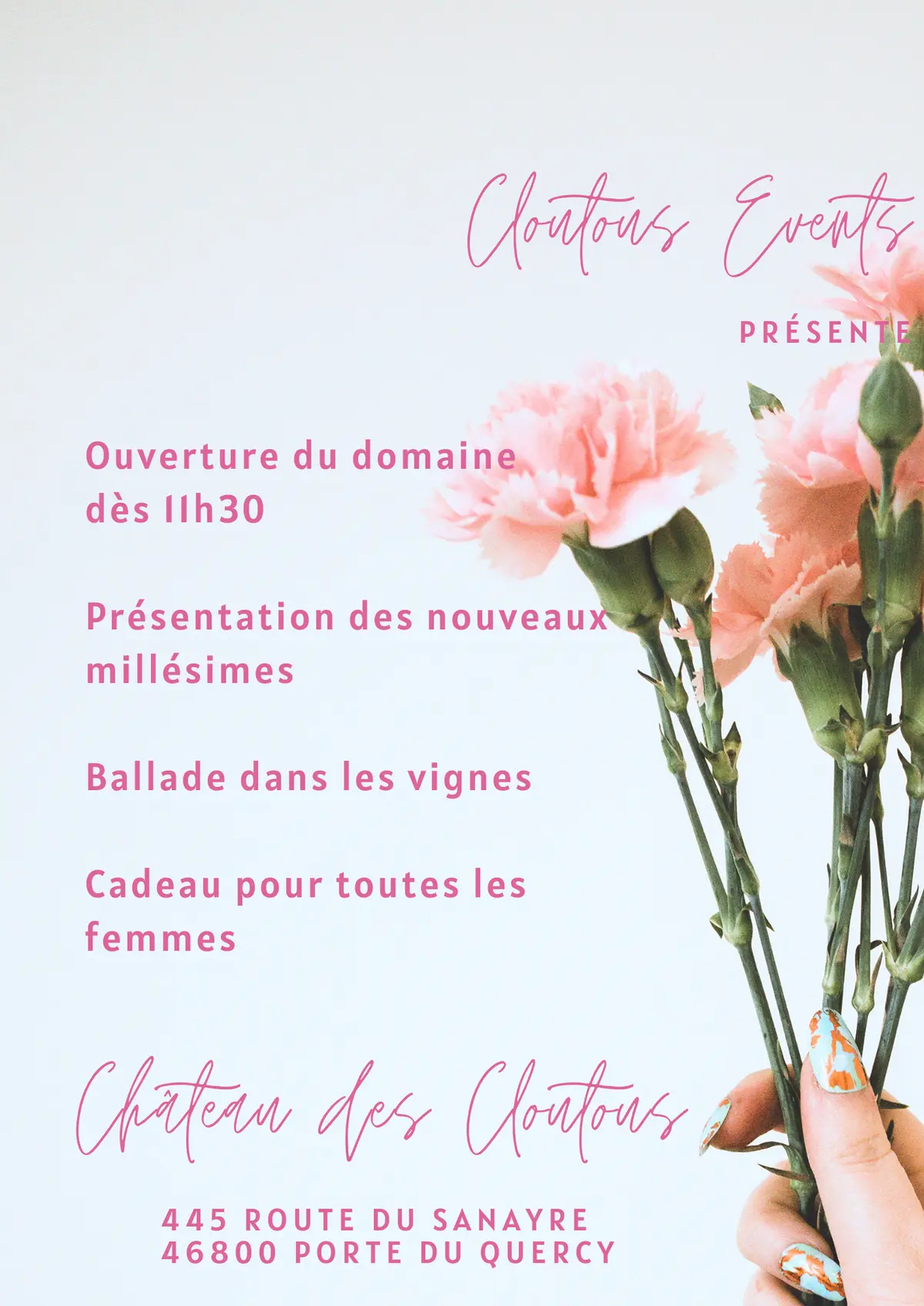 Menu de fête des mères au Château des Cloutous