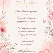 Menu de fête des mères au restaurant l'Entre Amis