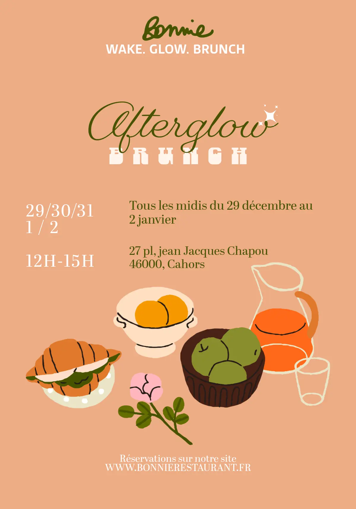 Menu de fêtes chez Bonnie Restaurant