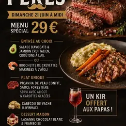 Menu de la fête des pères au Brasero