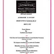 Menu de la Saint-Valentin à La Grange du Levat