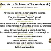 Menu de la St Sylvestre à l'Auberge du Fort