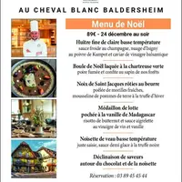 Menu de Noël au restaurant Au Cheval Blanc à Baldersheim DR