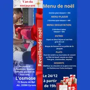 Menu de Noël au restaurant l'Osmose