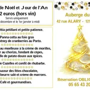 Menu de Noël et Jour de l'an à l'Auberge du Fort