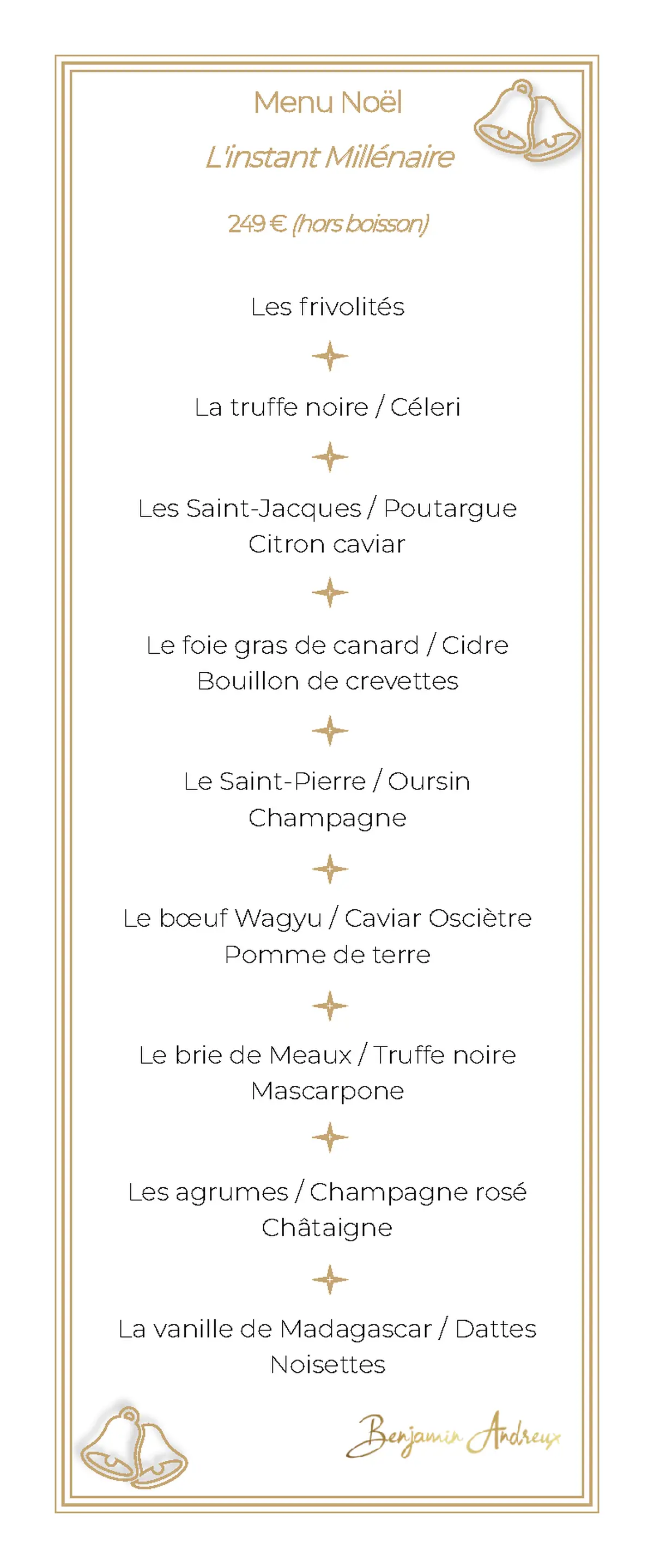 MENU DE NOEL - L'instant Millénaire