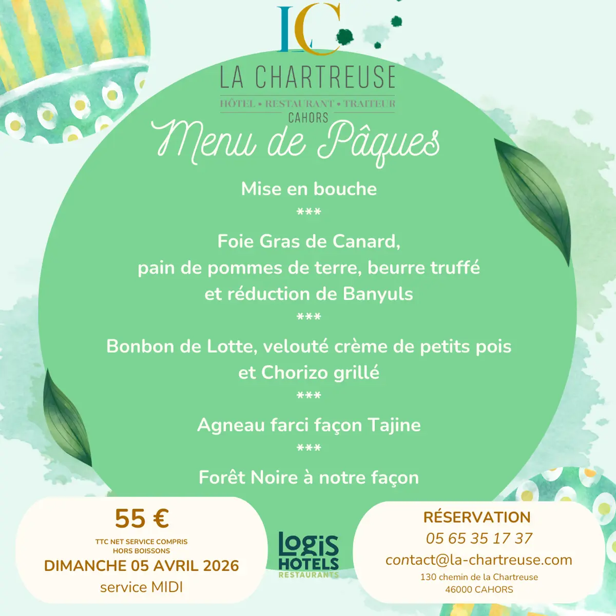 Menu de Pâques à la Chartreuse