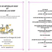 Menu de reveillon à la Grange du Levat