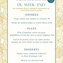 Menu de week-end - Hôtel des Pins