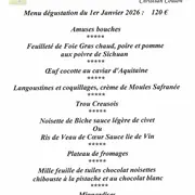 Menu dégustation du 1er janvier à La Gourmandière