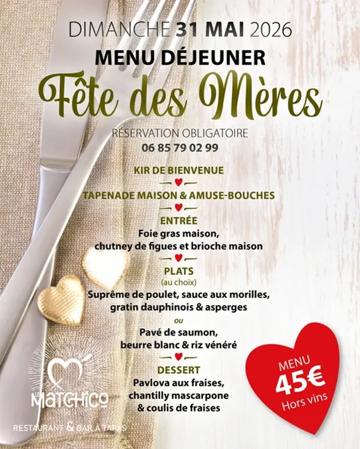 Menu Déjeuner de la Fête des Mères