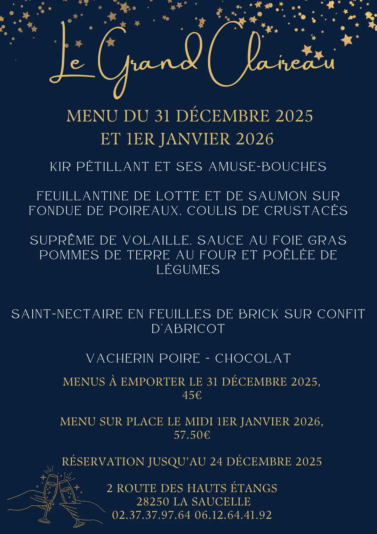 Menu du 31 décembre et 1er janvier