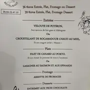 Menu du Réveillon à la Vénus