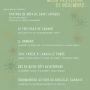 Menu du réveillon de la Saint-Sylvestre au restaurant Chez Suzanne