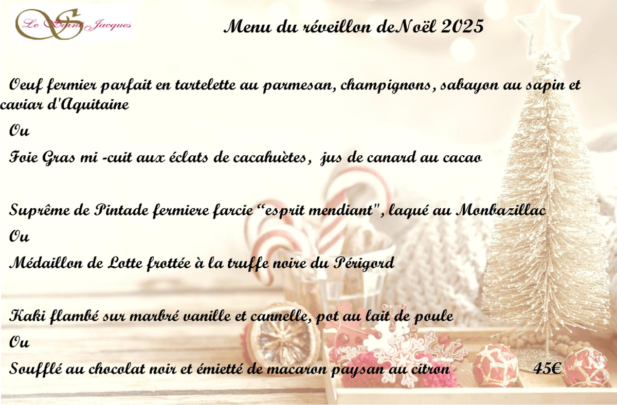 Menu du Réveillon de Noël | Le Saint-Jacques