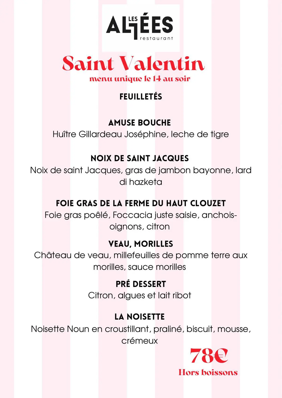 Menu Saint-Valentin