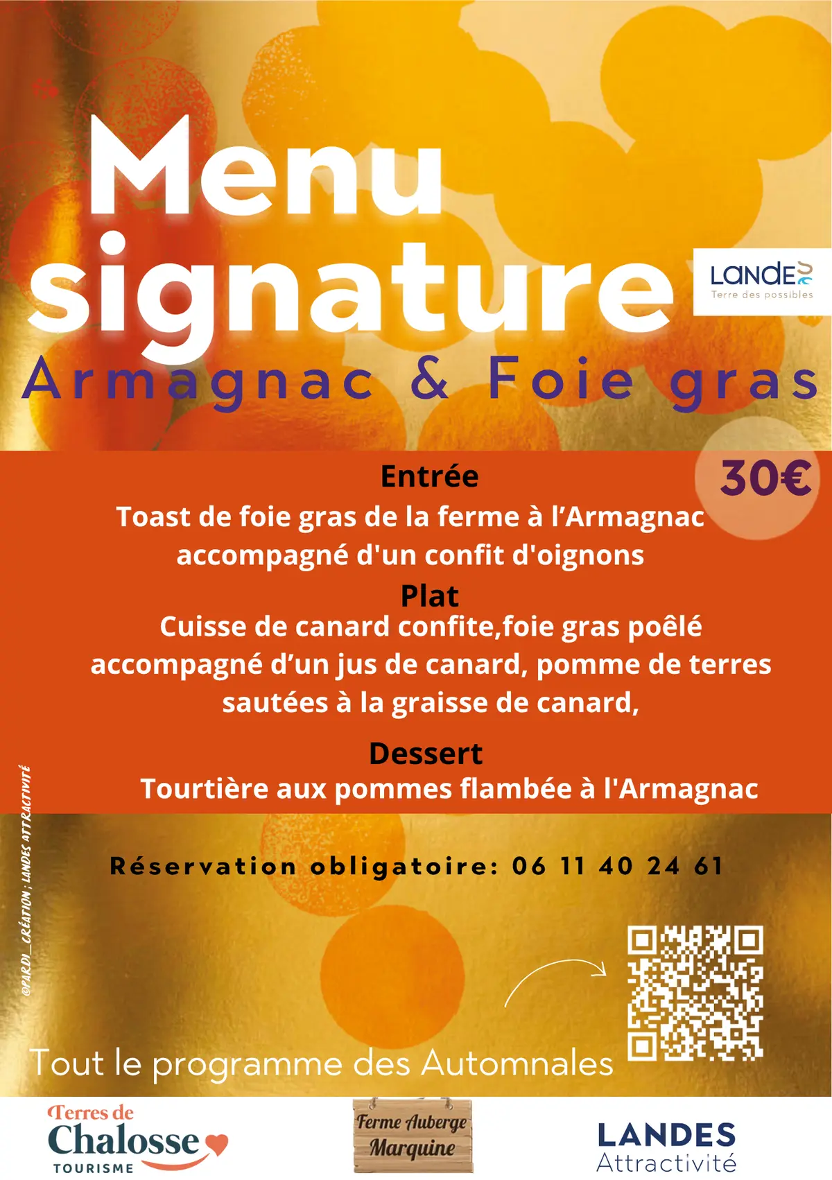 Menu spécial Automnales du foie gras et de l'armagnac du 1er au 31 octobre 2026