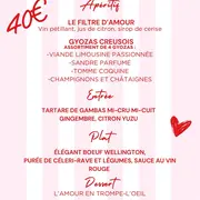 Menu Spécial Saint Valentin