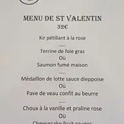 Menu spécial Saint Valentin à la Forge
