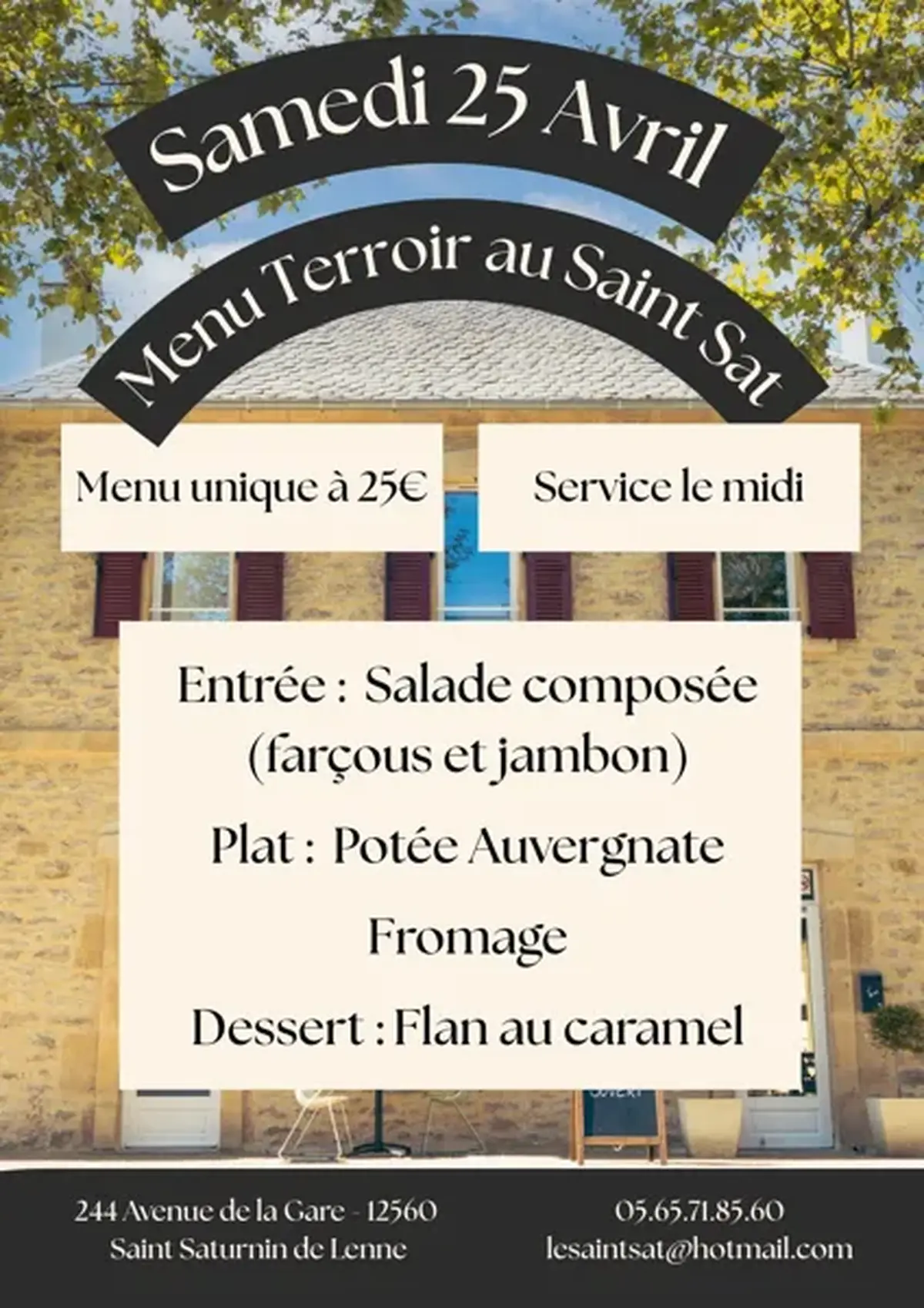 Menu terroir au Saint Sat