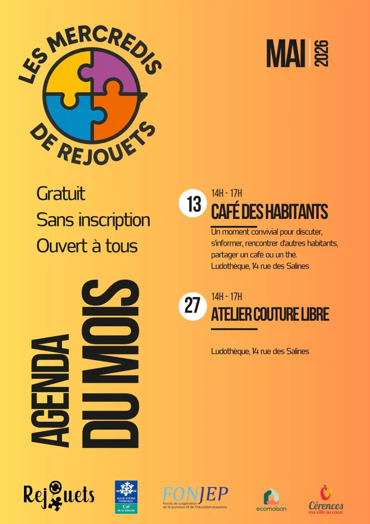 Mercredi de rejouets : Atelier couture libre