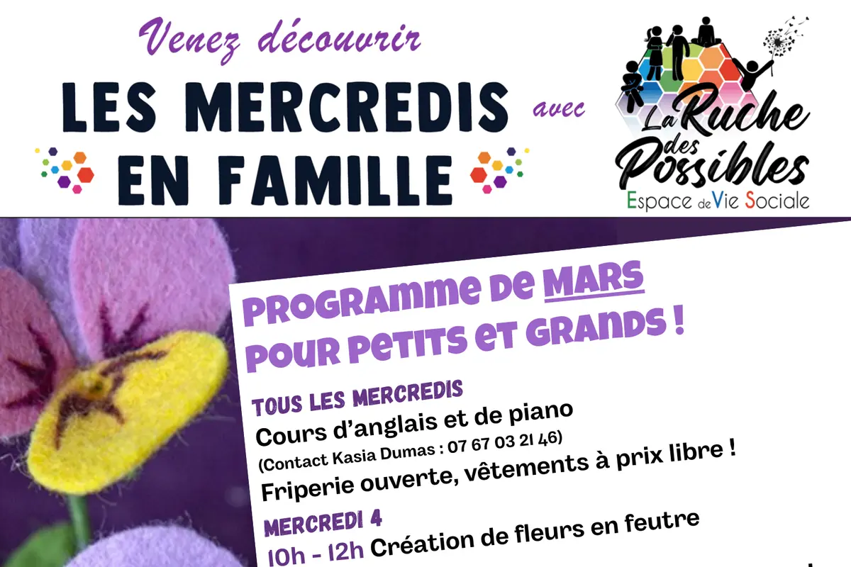 Mercredi en famille : Atelier de création de fleurs en feutre