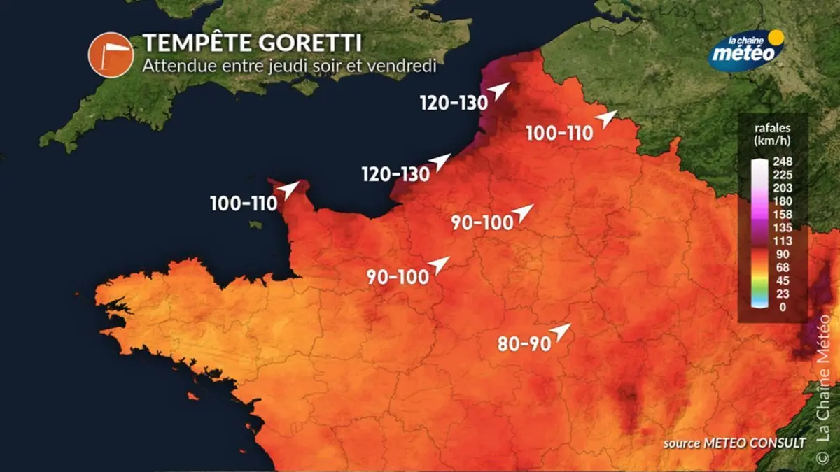 Arrivée de la tempête Goretti ce jeudi 8 janvier 2026