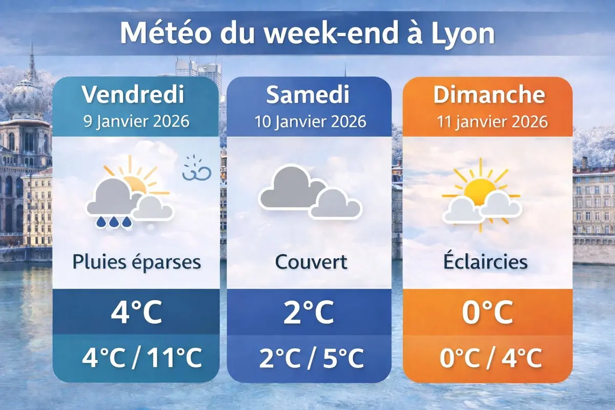 Météo du week-end à Lyon (9/10/11 janvier 2026)