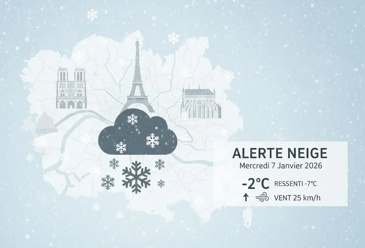 Météo Paris Mercredi 7 janvier 2026 - Vigilance Neige