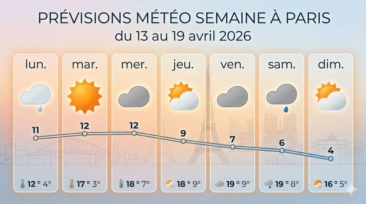 Prévisions météo Paris semaine du 13 au 19 avril 2026