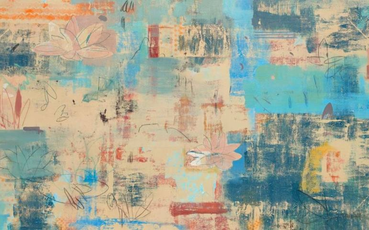 Mina Naderi, The Sliding Wall 19, 2026, acrylique sur toile, 110 x 220 cm. © Galerie Keshavarzian