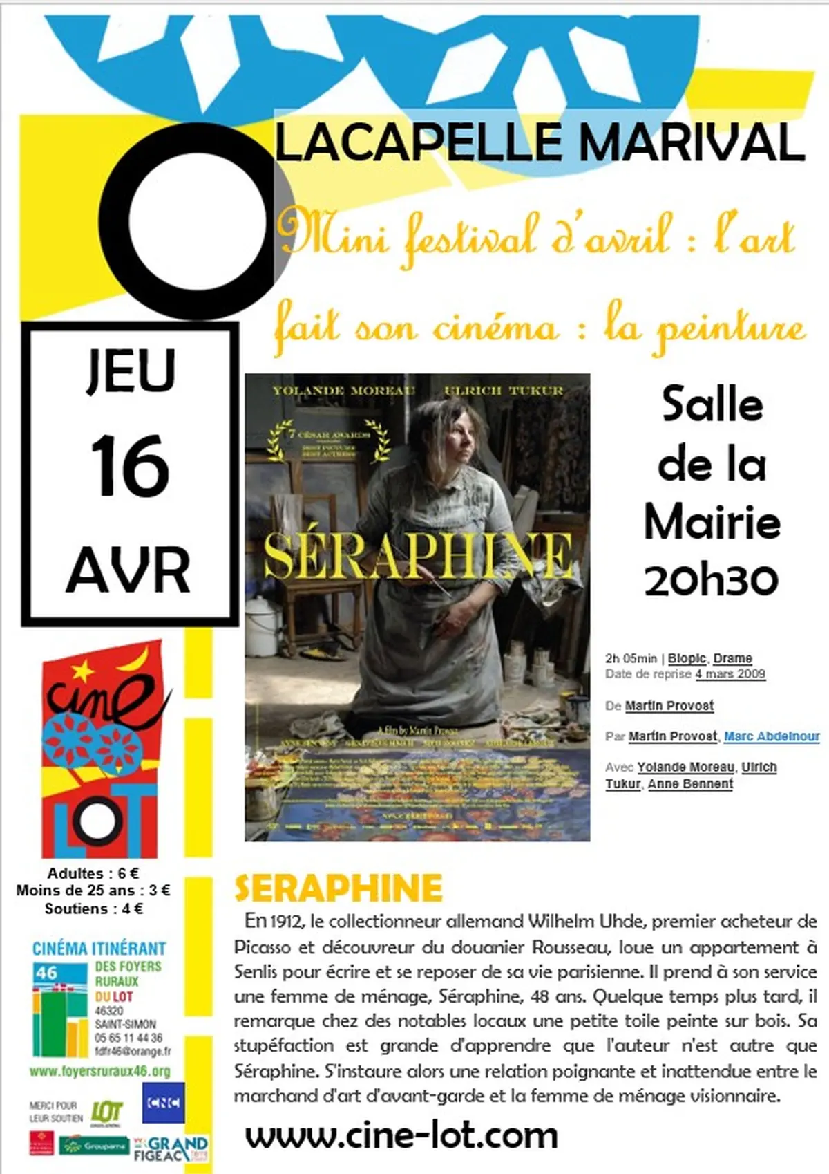 Mini festival de cinéma à Lacapelle-Marival : Séraphine