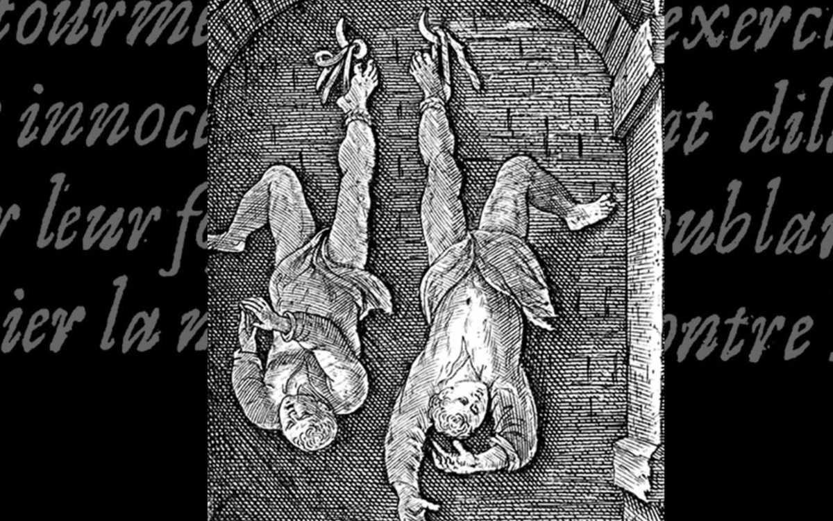 Détail de Richard Verstegan, « Theatre des cruautez des hereticques de nostre temps » – Anvers, 1588 – BnF, Réserve des livres rares, RES-H-711