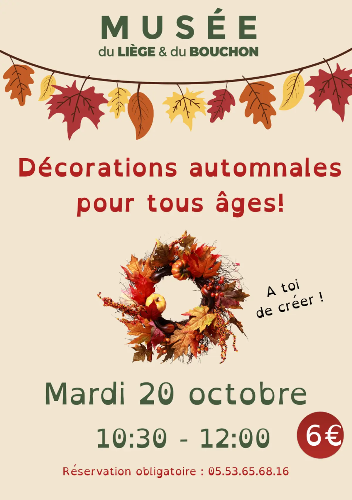 Musée du Liège et du Bouchon : atelier décorations automnales