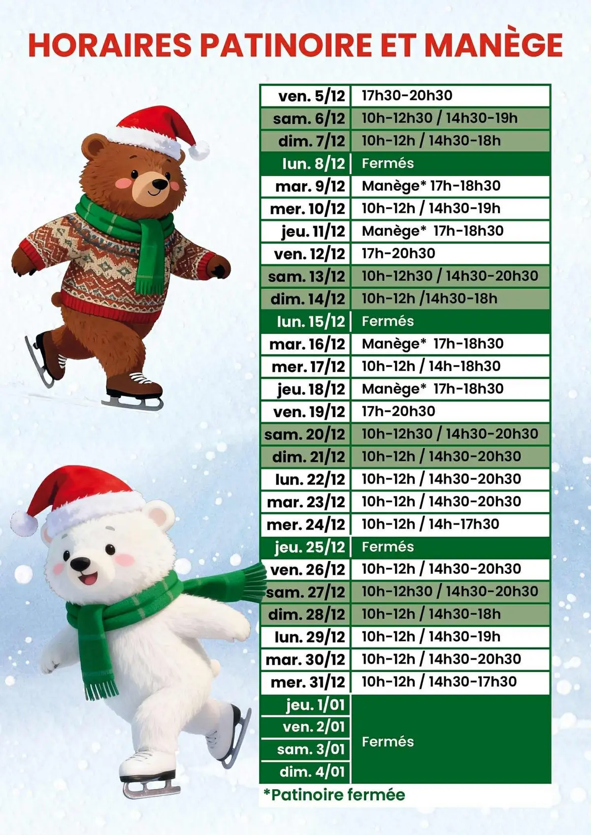 Nadal Des Ours - La Patinoire Et Le Manège