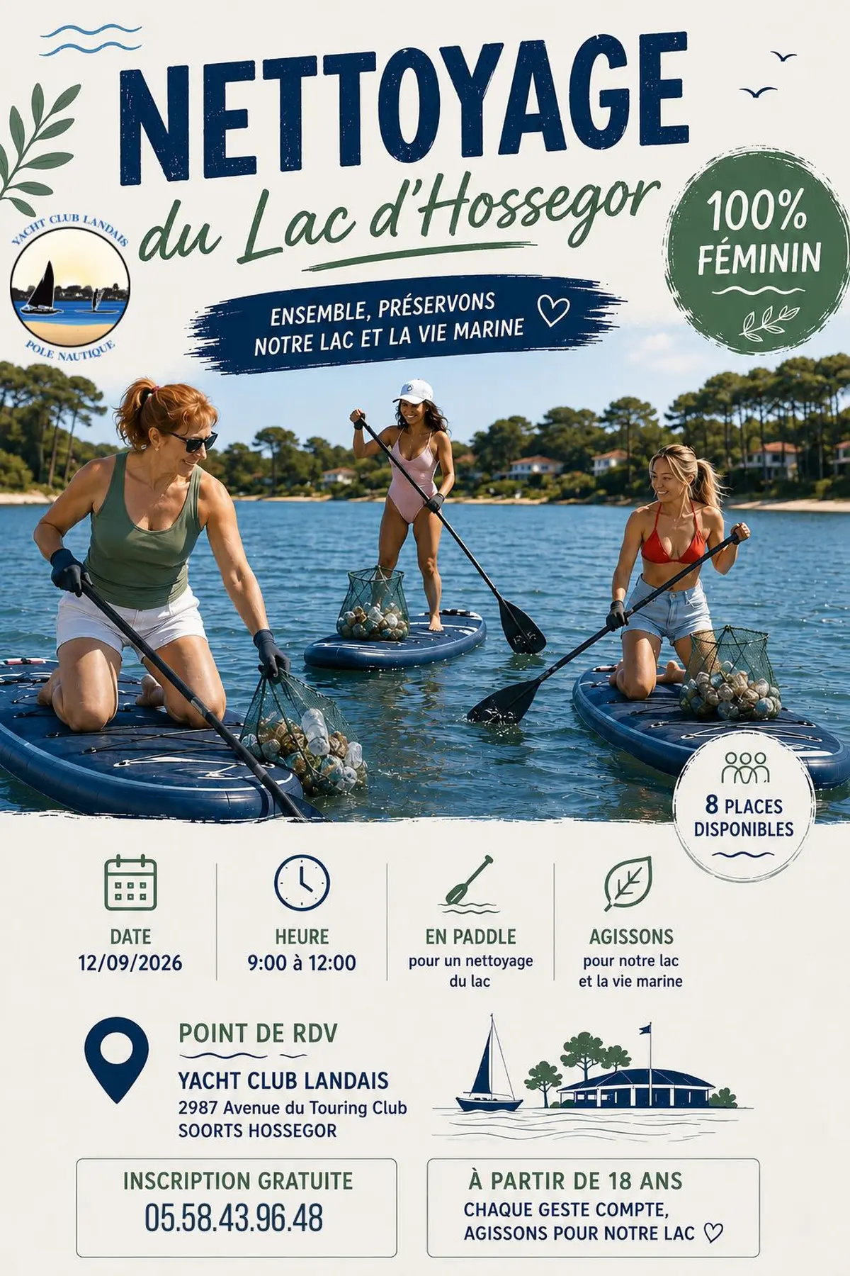 Nettoyage du lac d’Hossegor en stand-up paddle, 100 % féminin