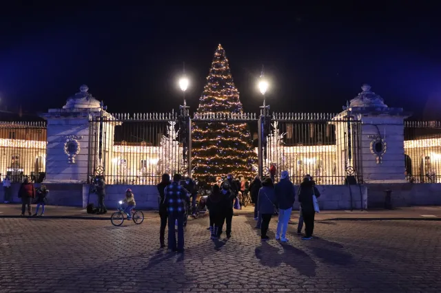 Noël  à Dijon : les illuminations et le sapin devant le Palais des Ducs de Bourgogne