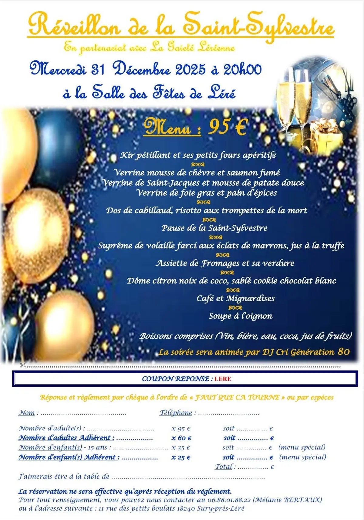 [Noël en Grand Sancerrois] - Réveillon de la Saint Sylvestre à Léré