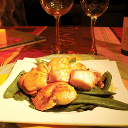 Noix de Saint-Jacques flambées au Cognac