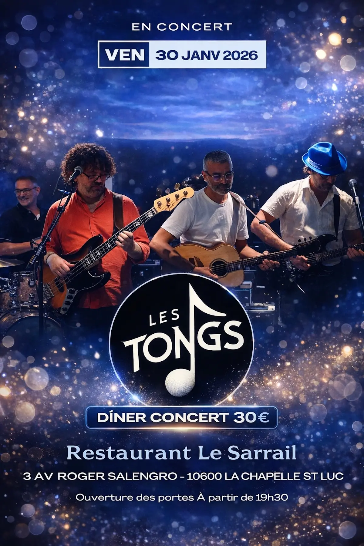Nouveau - Soirée dîner-concert avec le groupe « Les Tongs »