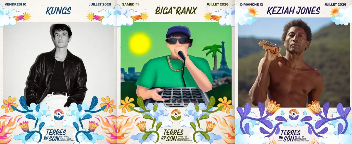 Nouveaux artistes annoncés au festival Terres du Son 2026 : Kungs, Biga*Ranx, Keziah Jones…
